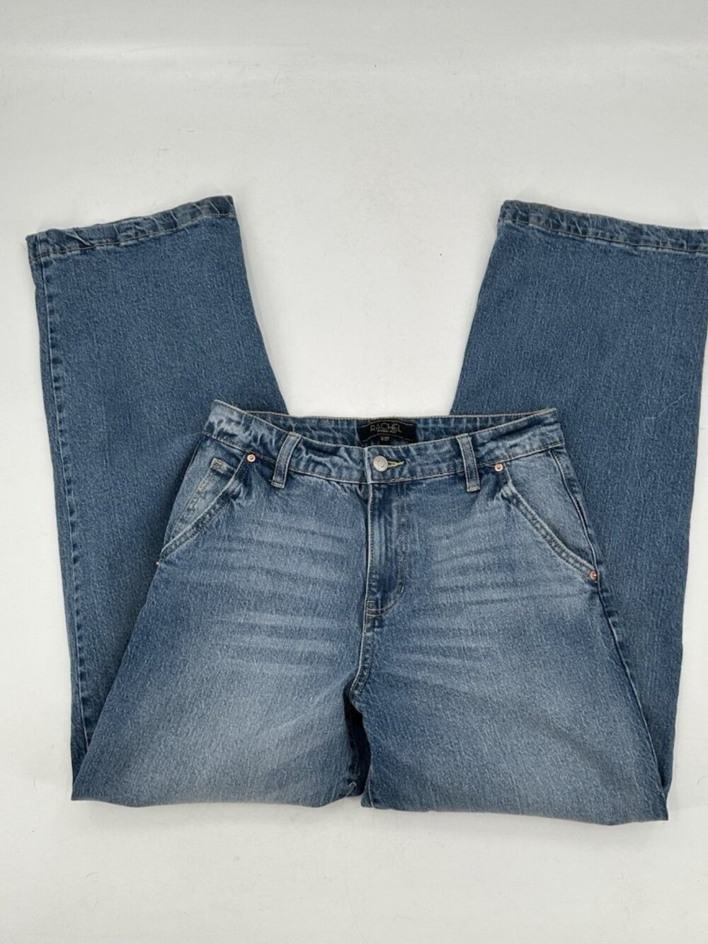 Rachel Roy High Rise Loose Straight Jeans Blue Medium Wash Sz 4 90's
